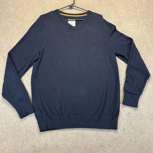 Fat Face Brand Sweater Men's XL Navy Pullover Cashmere Cotton Blend V-Neck UK - Picture 1 of 10